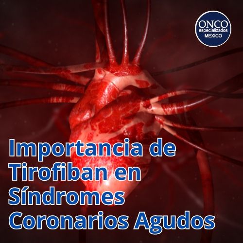 Representación gráfica de un corazón destacando la relevancia de Tirofiban en síndromes coronarios.