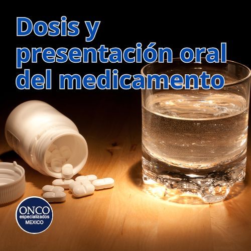 Tabletas de Abemaciclib con vaso de agua.