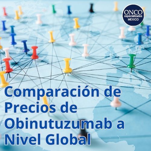 Mapa mundial que refleja las diferencias en el precio de obinutuzumab en varias regiones del mundo.