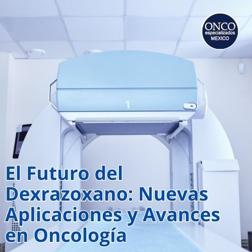 Equipos de alta tecnología en un entorno médico, ilustrando el futuro y nuevas aplicaciones del Dexrazoxano en oncología.
