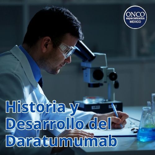 Científicos en laboratorio desarrollando Daratumumab.