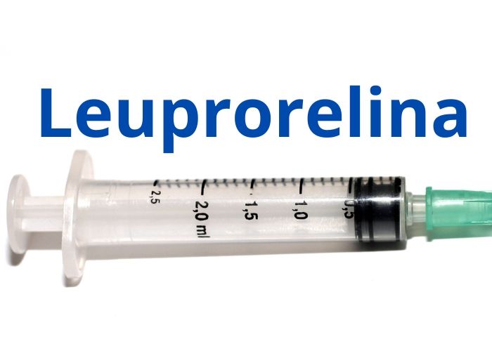Una jeringa con la palabra leuporelina
