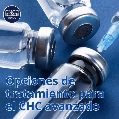 Viales de tratamiento médico para el carcinoma hepatocelular avanzado.