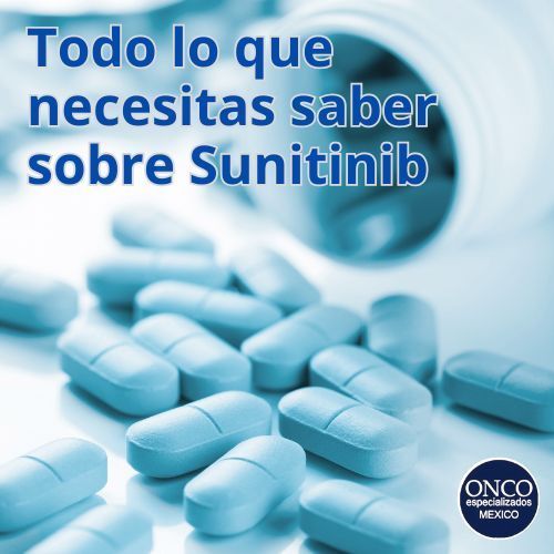 Tabletas derramadas desde un frasco, ilustrando información esencial sobre el Sunitinib