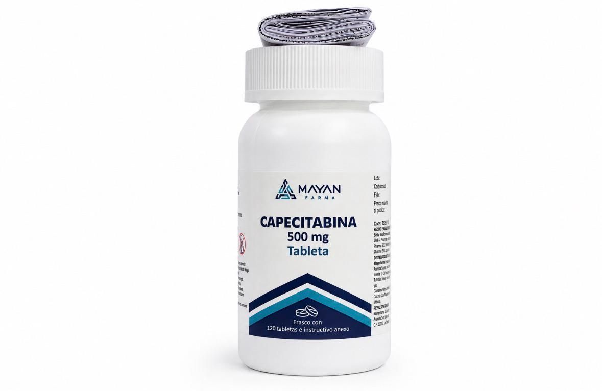 Capecitabina 500 mg Mayan Farma frasco con 120 tabletas