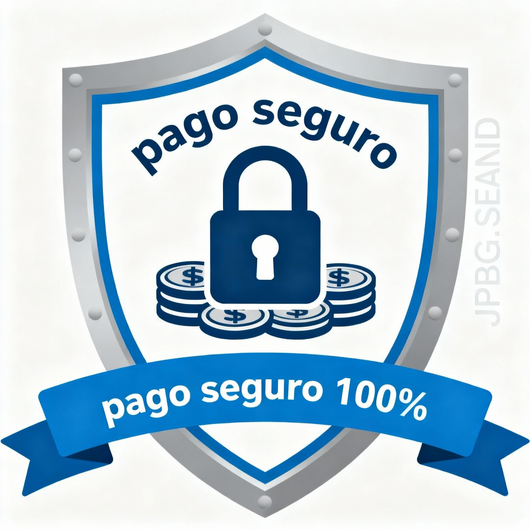 Icono de escudo con candado y monedas, con las etiquetas “seguro pagado” y “seguro pagado al 100%” en azul.
