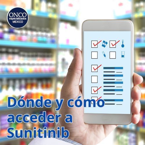 Teléfono con checklist frente a farmacia.