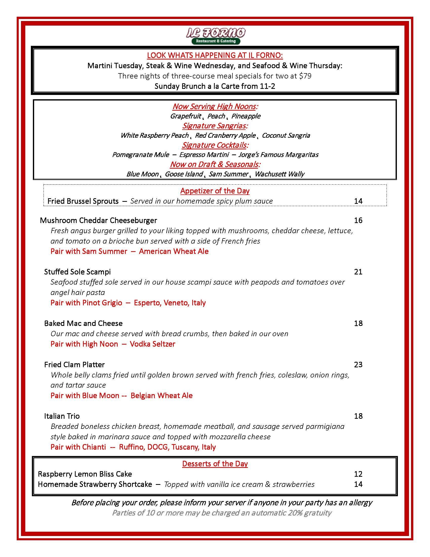 A menu for a restaurant with a green frame on a white background.