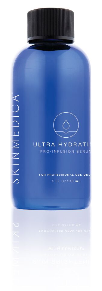 Blue SkinMedica Ultra Hydrating product bottle with black cap.