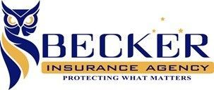 Becker Insurance Agency logo with owl icon and tagline “Protecting What Matters”