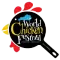 World Chicken Festival logo in black, red and yellow, with a chicken drumstick design, London, Kentucky