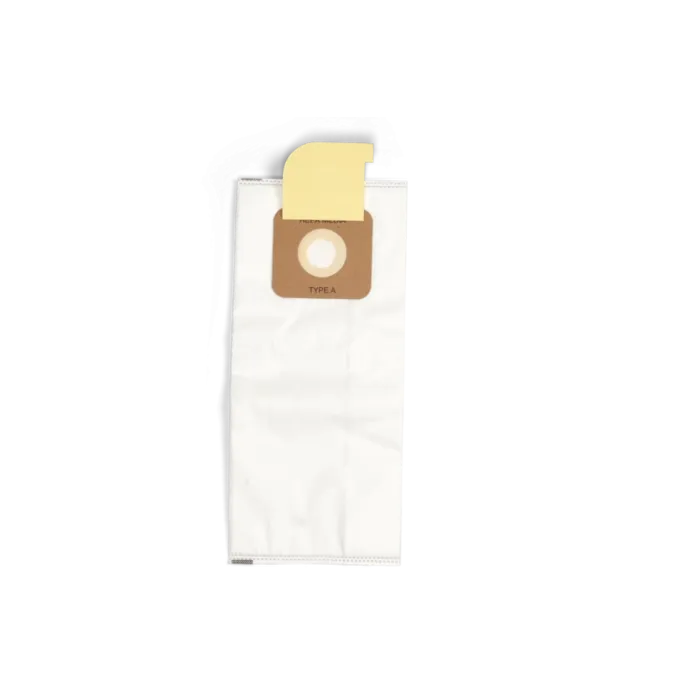 White vacuum cleaner bag with a tan-colored cardboard top.