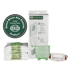 SEBO air purifier filters: replacement filters, case, and parts.