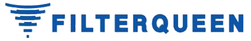 Blue FILTERQUEEN logo with a swirling tornado graphic.