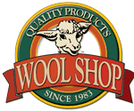 Wool Shop logo with a sheep's head and text: 