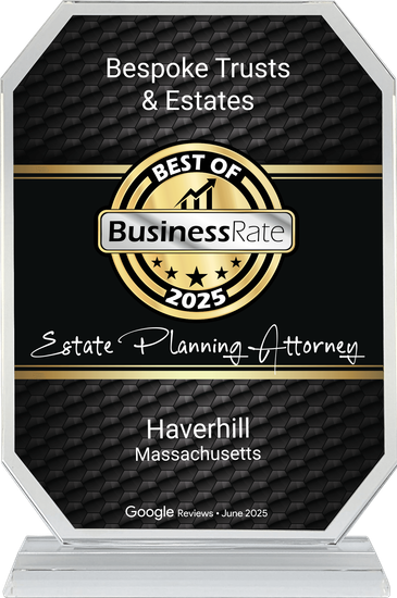 Award plaque for Bespoke Trusts & Estates, Best of Business 2021, Haverhill, Massachusetts