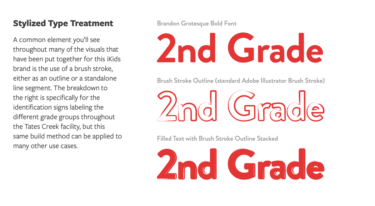 Stylized typography sample showing “2nd Grade” in red with decorative variations on a white background