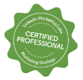 Green badge reading “Certified Professional” for LinkedIn Marketing Labs marketing strategy