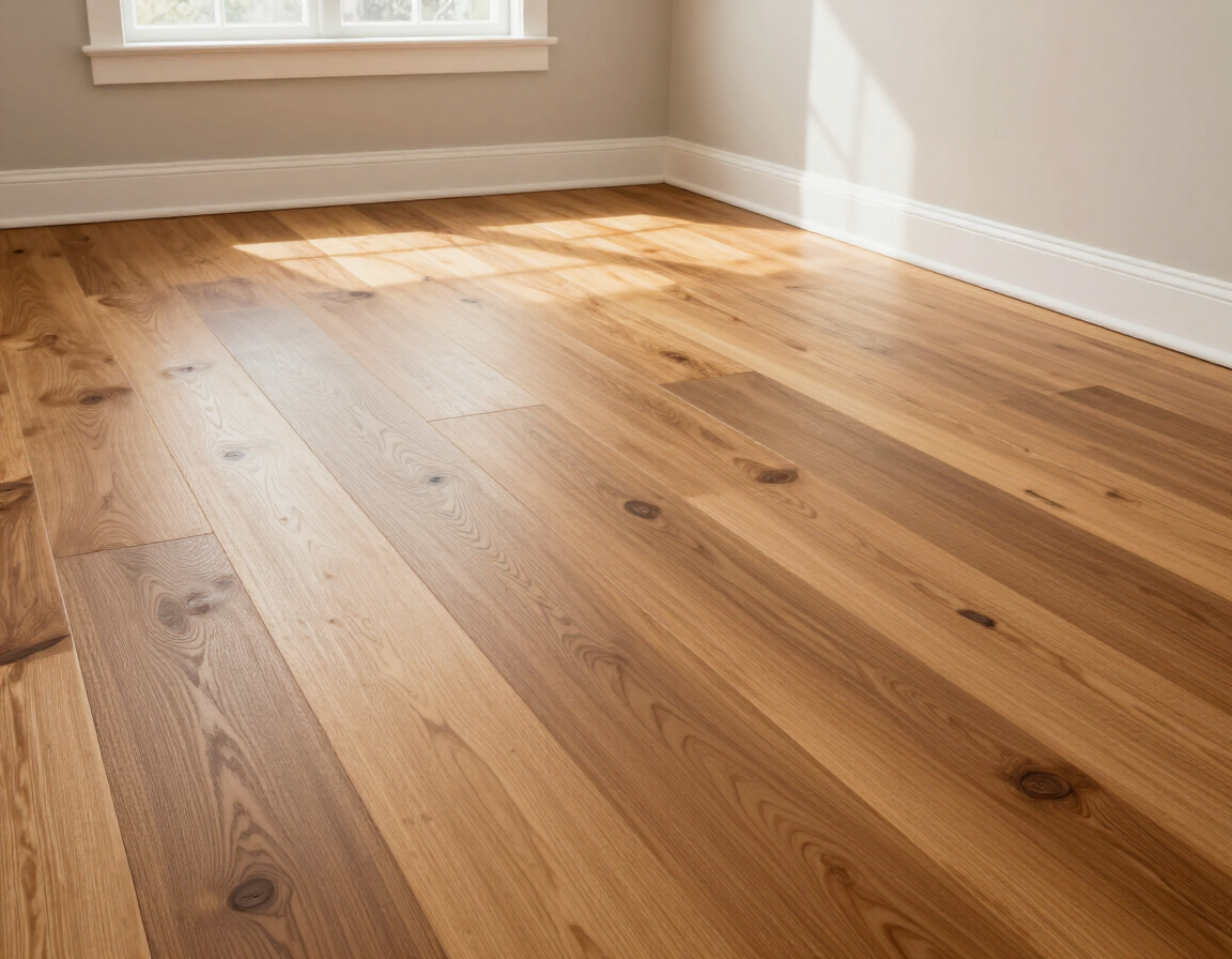 Freshly installed wide-plank hardwood flooring in Hudson NY home by Mountain Sky Contracting, clean baseboards and warm finish