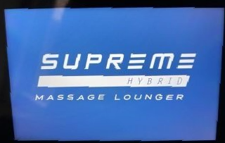 Supreme hybrid massage lounger logo on a blue background