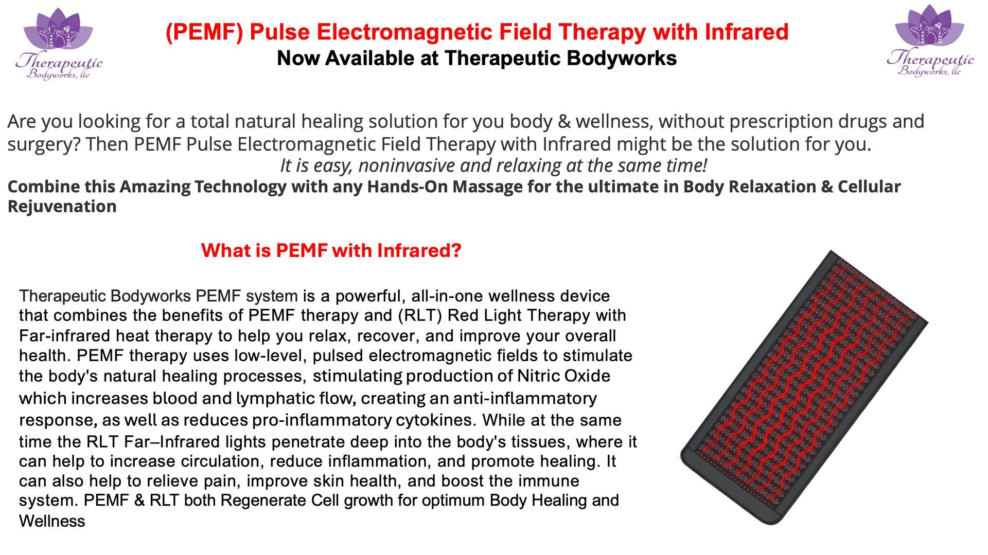 A picture of a pulse electromagnetic field therapy with infrared.