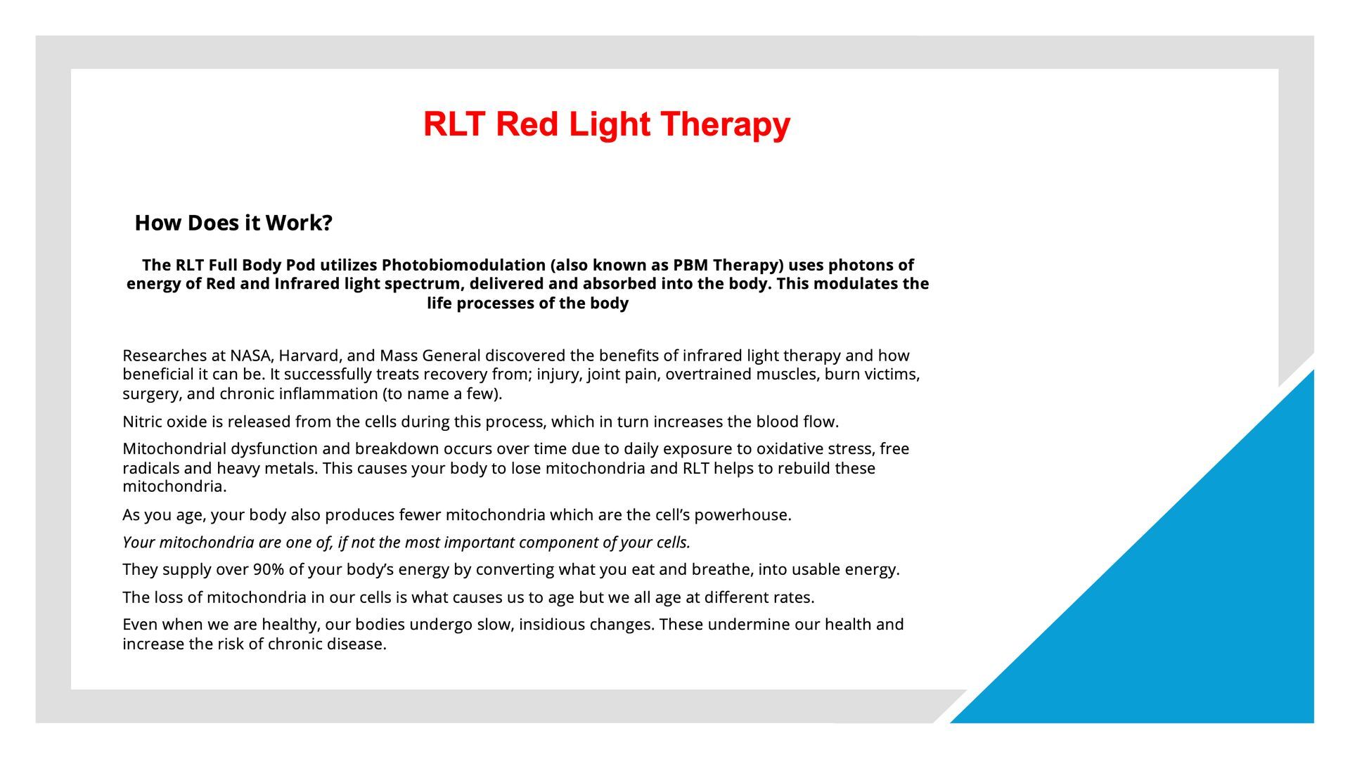 A white and blue page with the words `` rlt red light therapy '' on it.