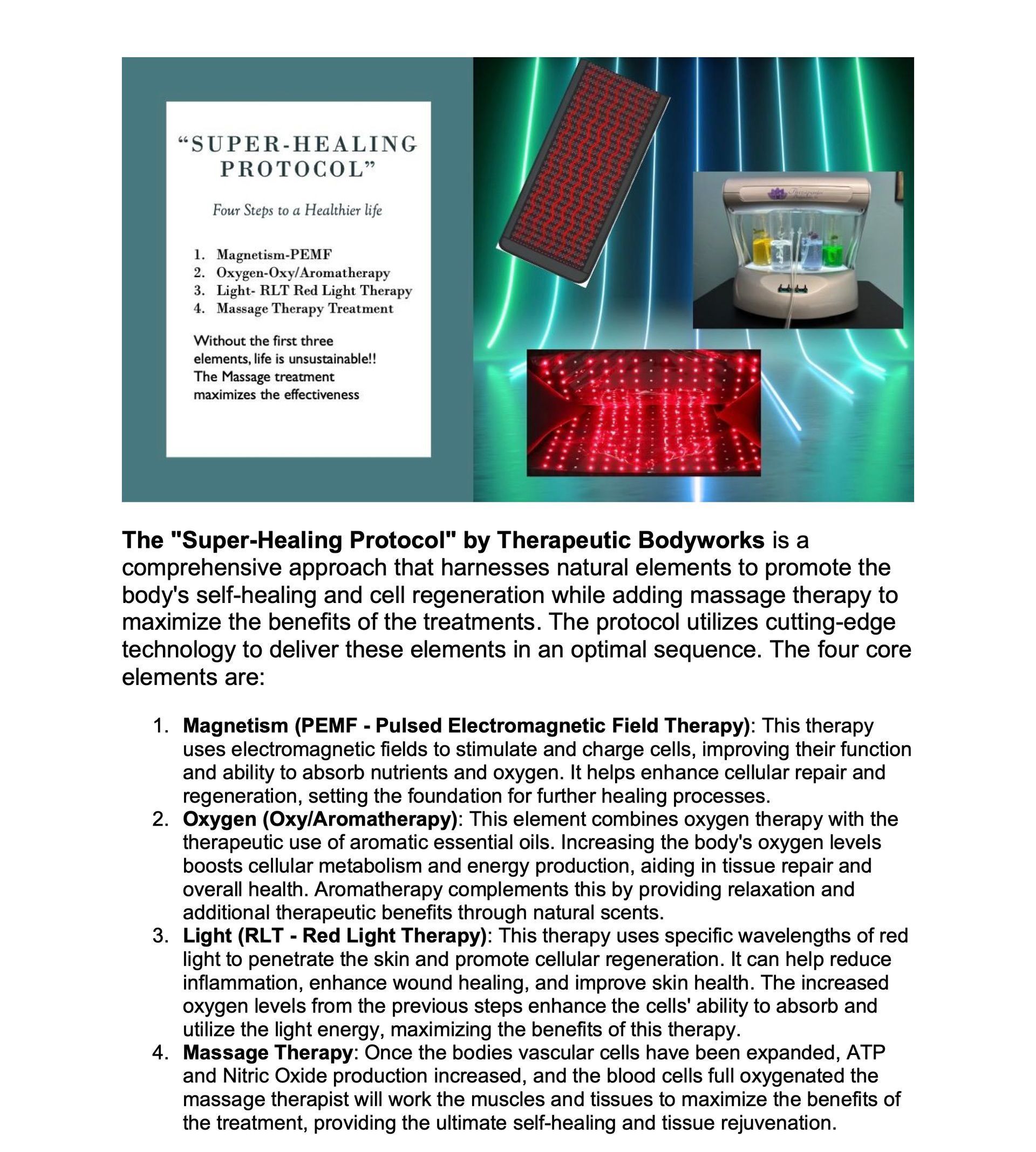 There is a picture of a cell phone and a picture of a therapeutic bodywork device.