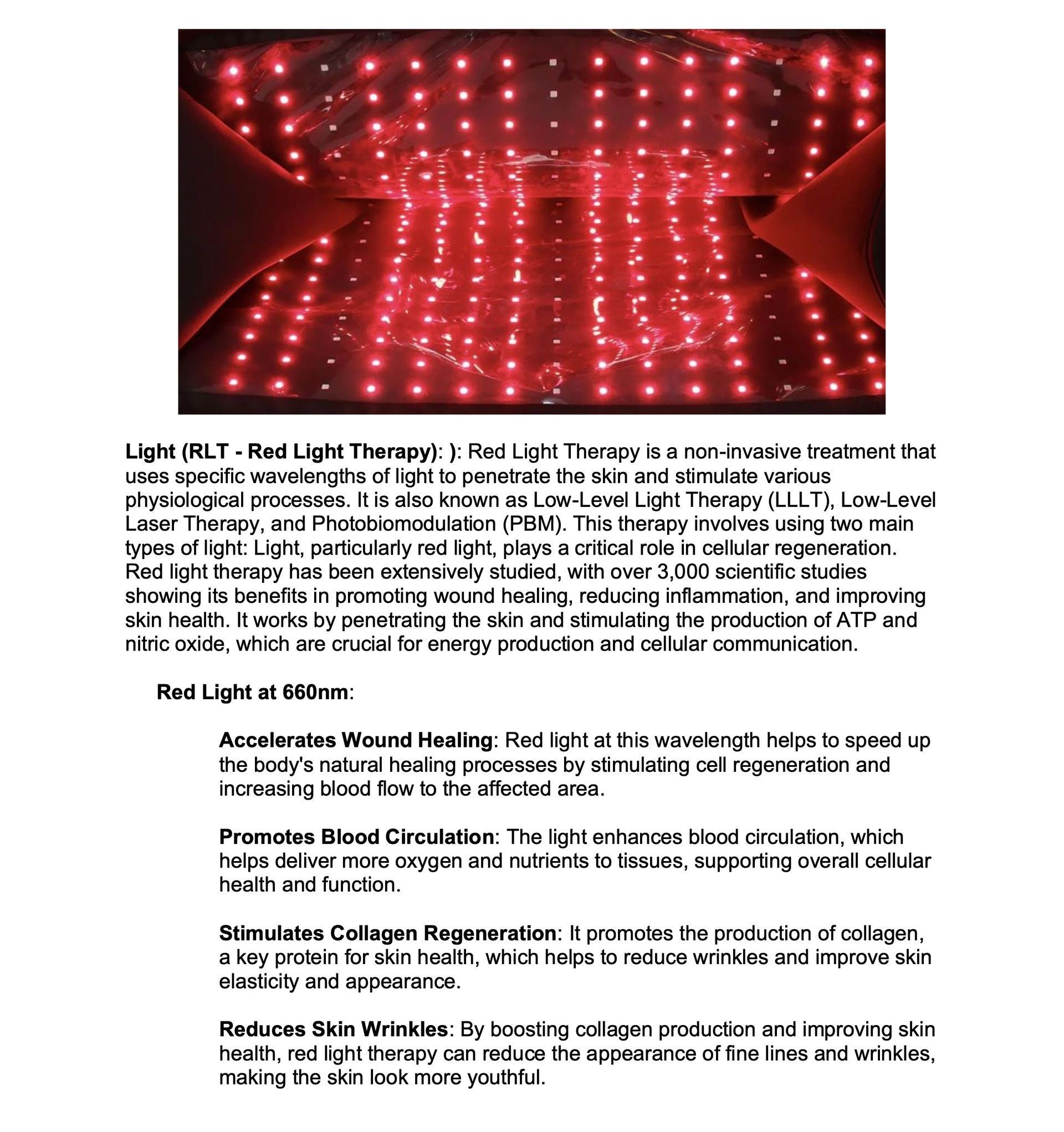A page of text with a picture of red lights on it