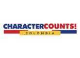 ¡Los caracteres importan! Logotipo de Colombia en texto azul, rojo y amarillo con un diseño de franja horizontal.