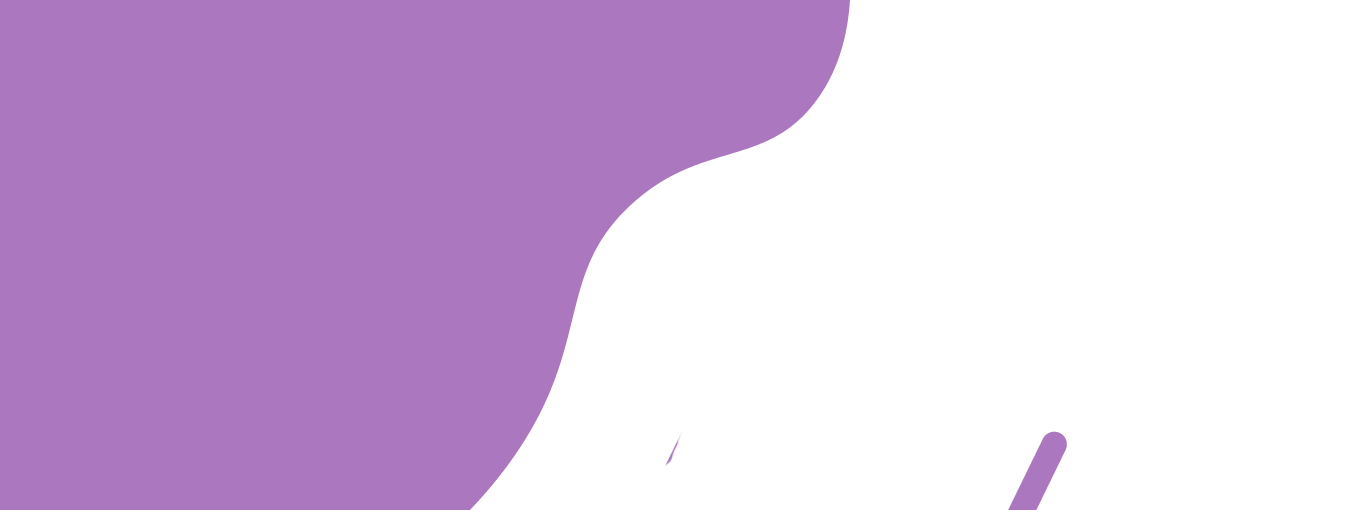 Forma curva abstracta de color púrpura con un espacio ondulado blanco sobre un fondo claro.