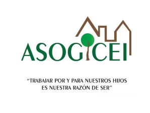ASOGICEI logo with house outline and tagline: “Trabajar por y para nuestros hijos es nuestra razón de ser”