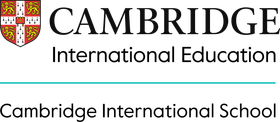 Logotipo de Cambridge International Education con escudo y texto “Cambridge International School”