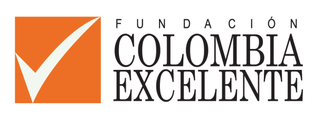 Logo de Fundación Colombia Excelente con un cuadro naranja y marca blanca junto al texto negro.