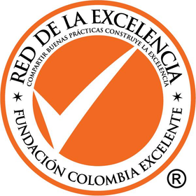 Logo circular naranja y blanco de Red de la Excelencia Fundación Colombia Excelente.