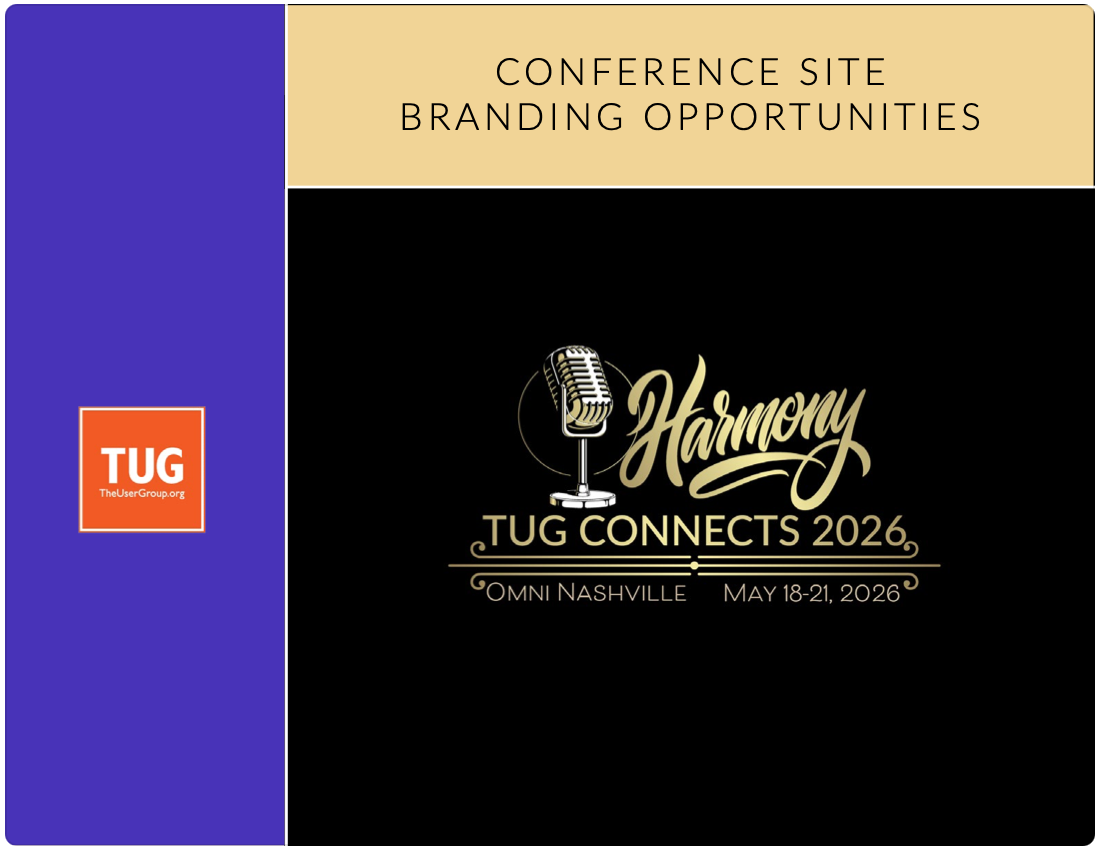Conference site branding opportunities for TUG CONNECTS 2026