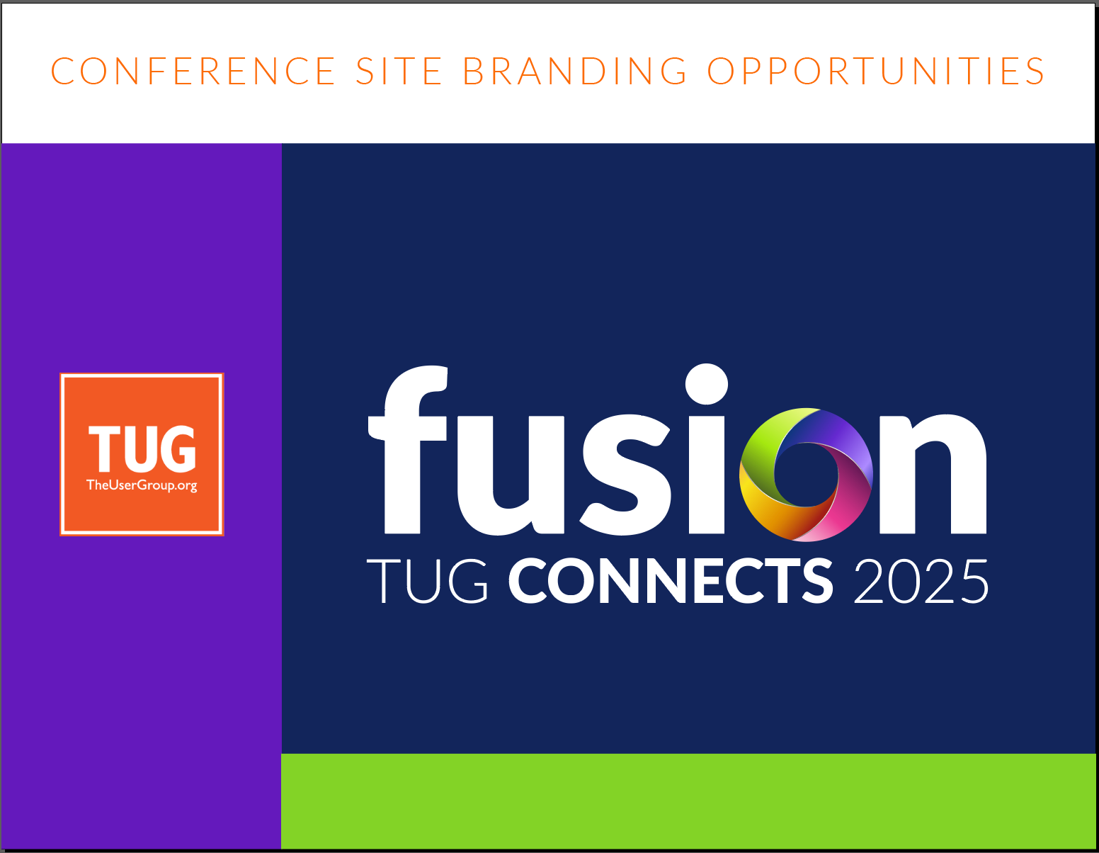 Conference site branding opportunities for TUG CONNECTS 2025