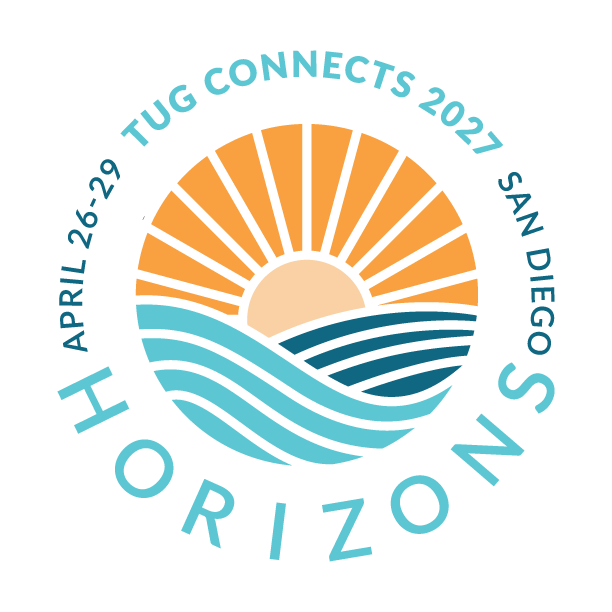 Logo for TUG Connects 2026 in Nashville, featuring a vintage microphone and gold-colored script.