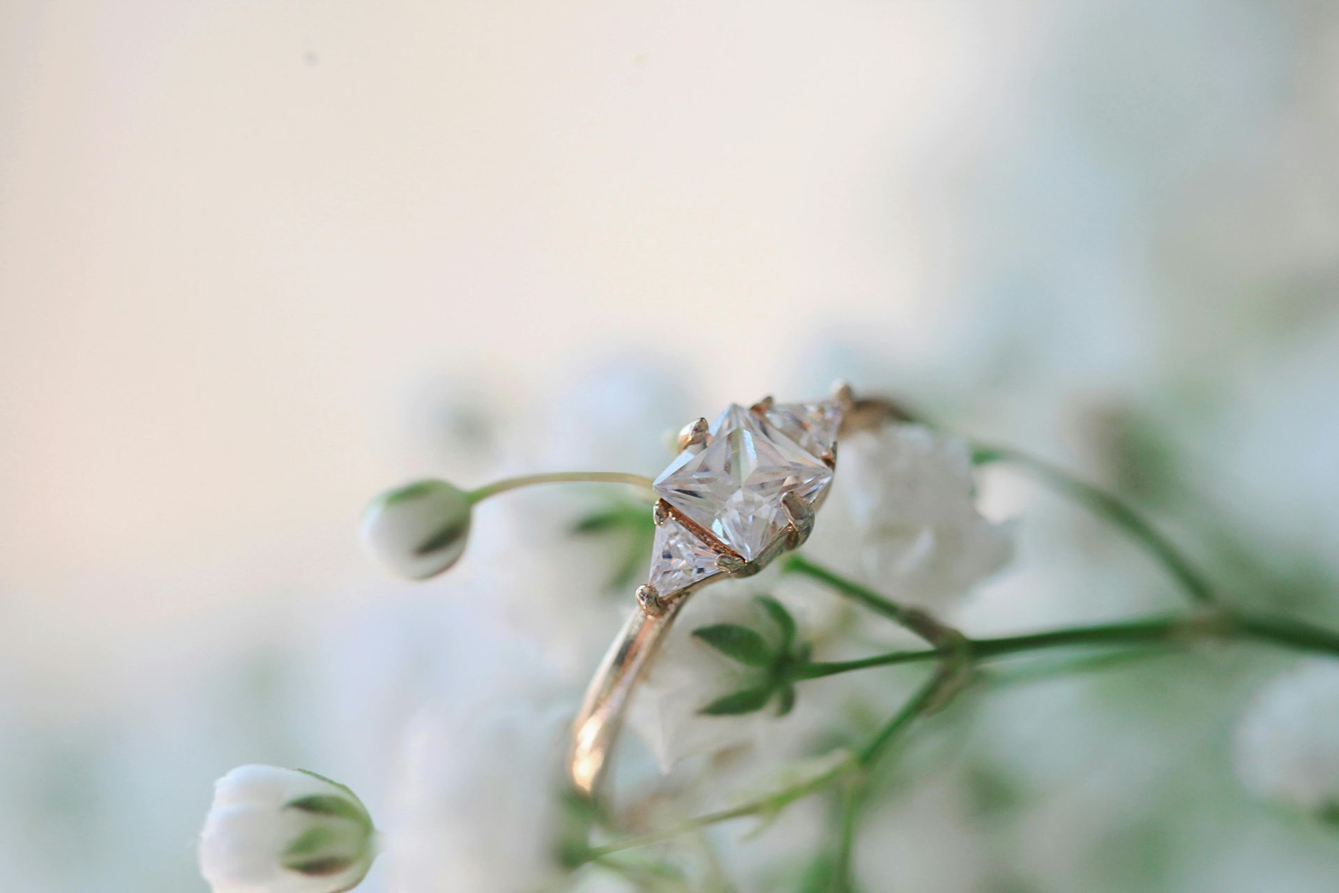 Three stone engagement ring.