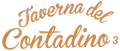 Logo in corsivo arancione con la scritta “Taverna del Contadino” e un piccolo numero 3