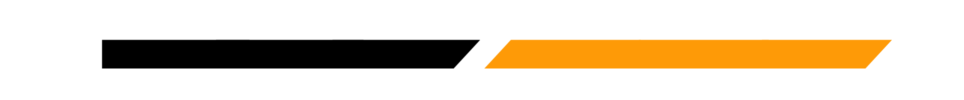 Schwarze und orangefarbene Rechteckformen nebeneinander auf weißem Hintergrund.