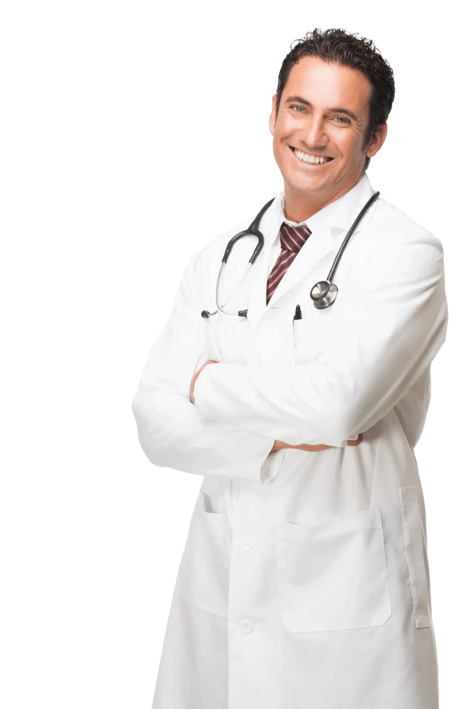 A doctor with his arms crossed and a stethoscope around his neck A doctor with his arms crossed and a stethoscope around his neck
