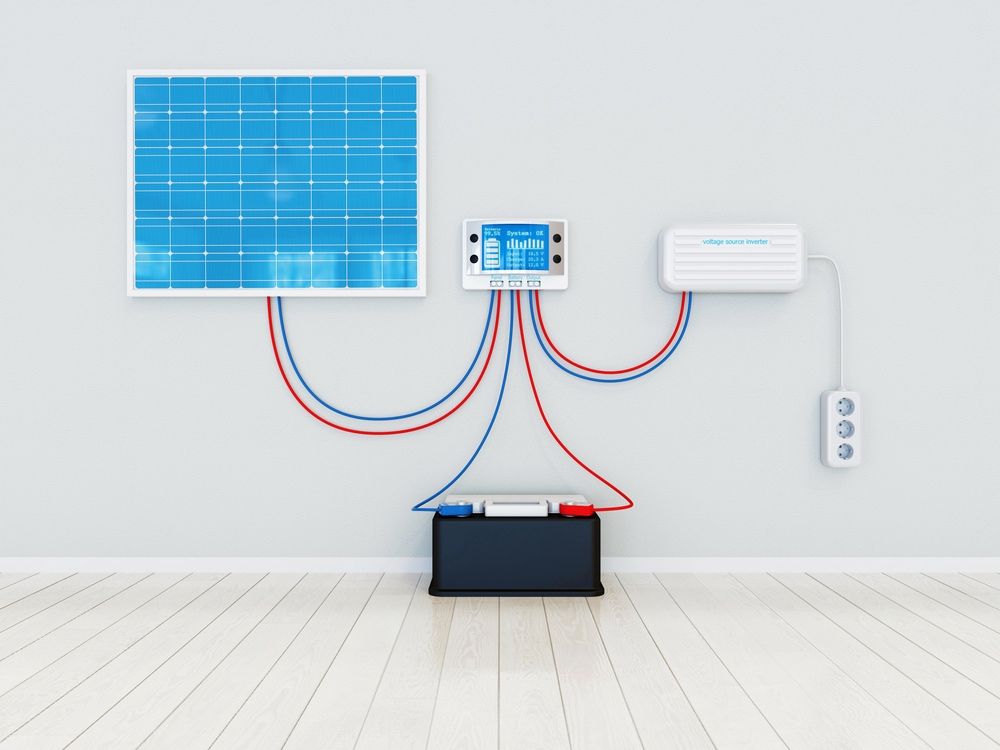 A Solar Panel is Connected to a Battery in a Room — Burnett Home Energy Centre in Bundaberg Central, QLD