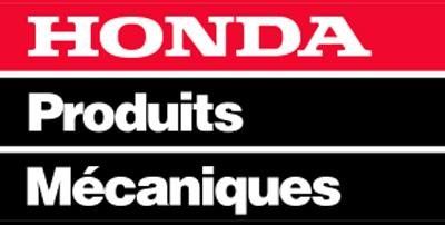 Logo Honda avec l'inscription « Produits Mécaniques ». Coloris rouge et noir.