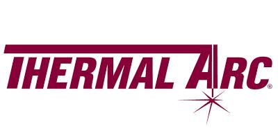 Logo Thermal Arc de couleur bordeaux. Le texte est « THERMAL Arc » avec une ligne au-dessus et un motif en forme d'étoile.