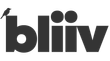 Um logotipo preto e branco para bliiv com um pássaro.