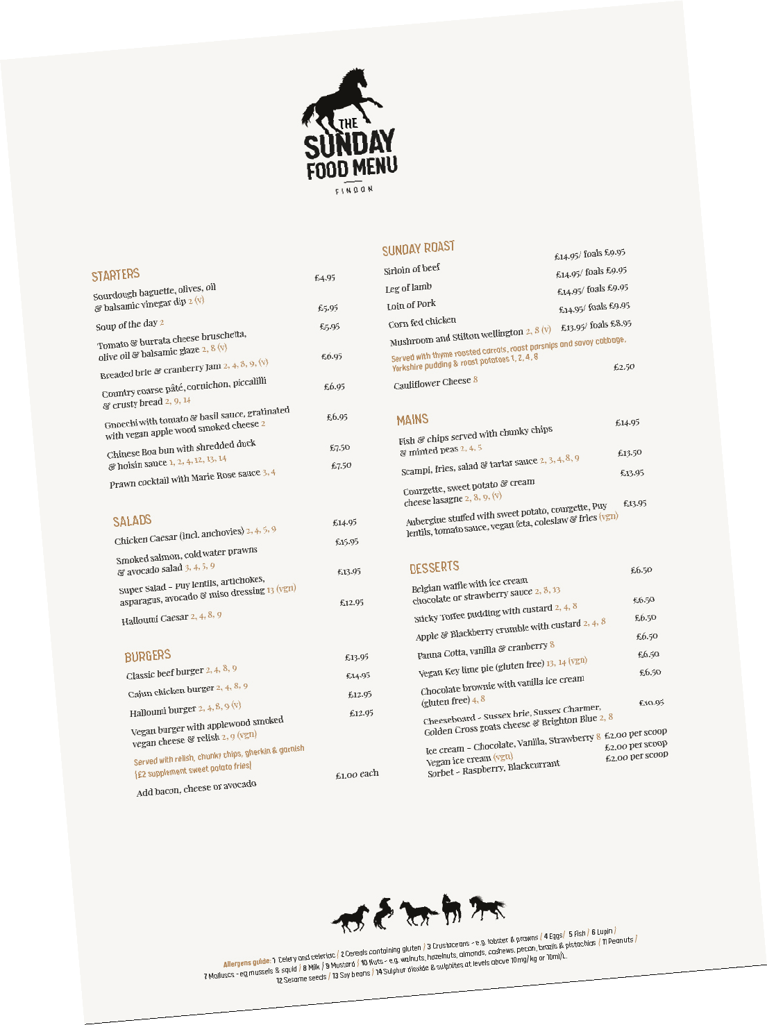 Autumn Sunday Menu
