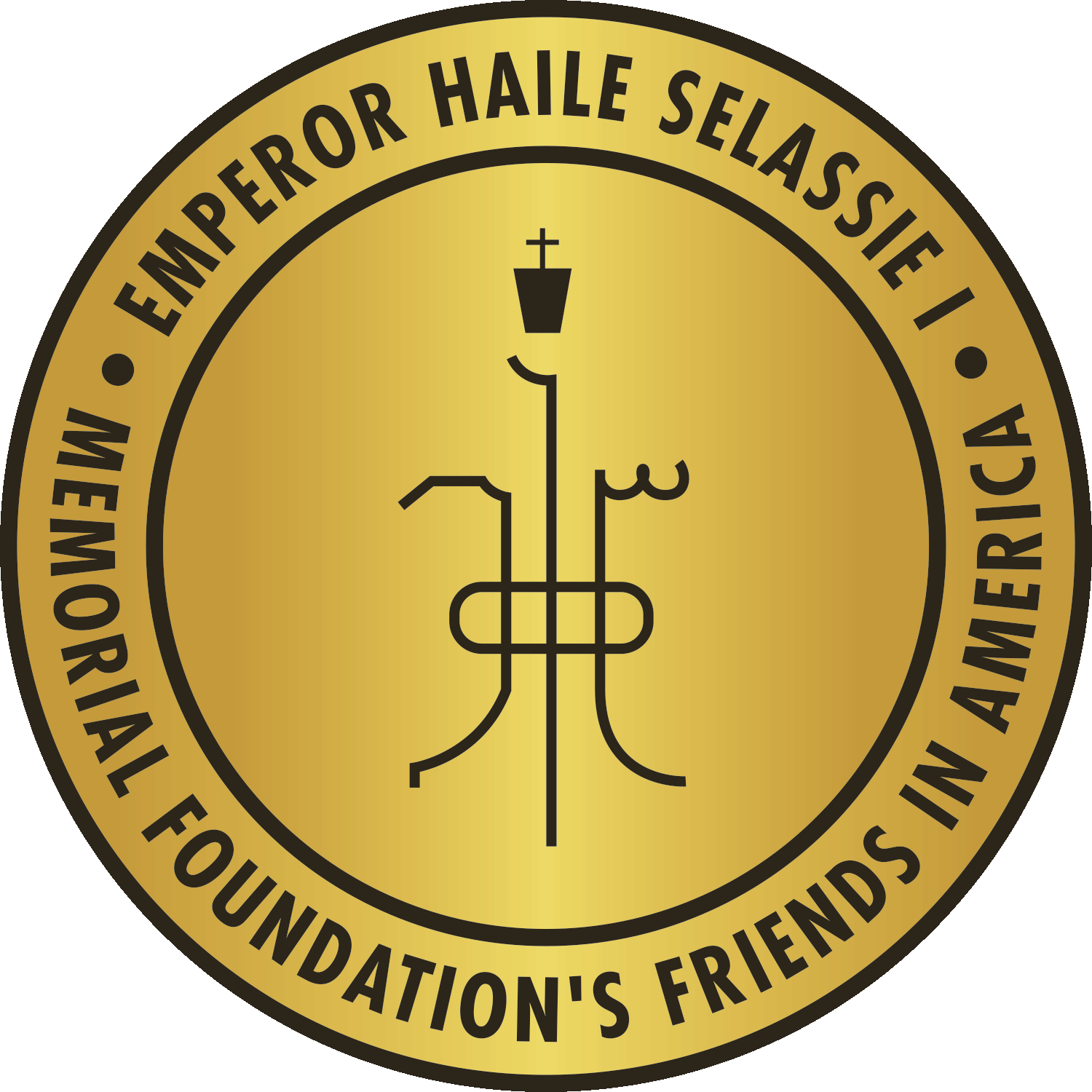 Gold medallion with Emperor Haile Selassie inscription and a central symbol.