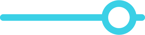 A blue arrow with a circle in the middle on a white background.