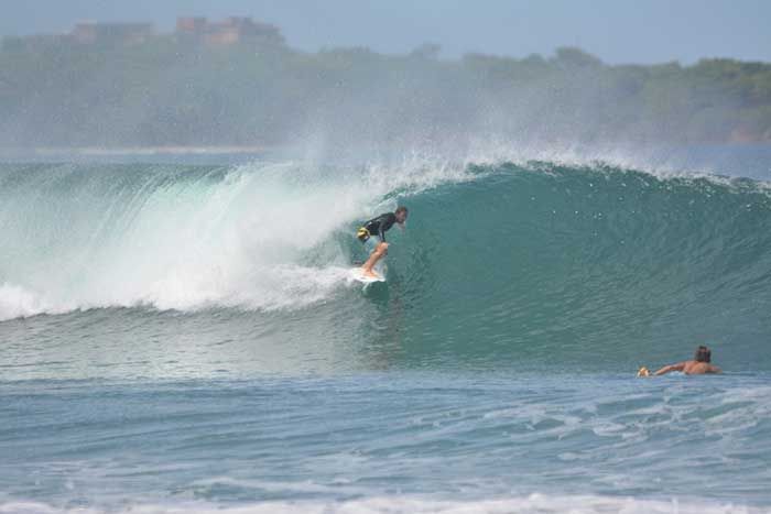 Getting barreled at Playa Grande, Costa Rica