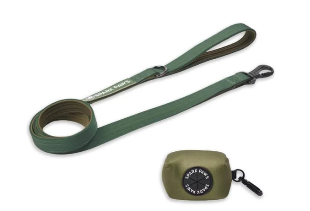 Leash and Poop Bag Holder Set-Army Green